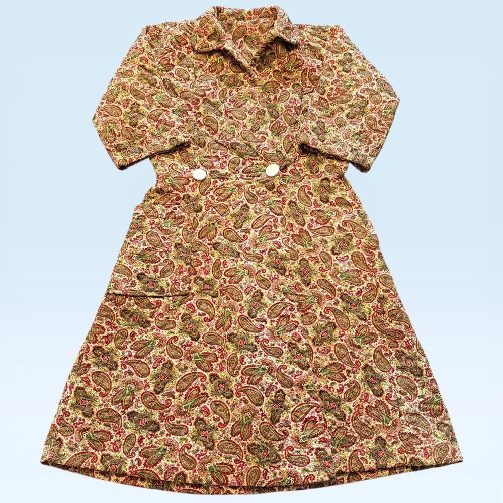 VTG Stan Herman Herbcraft M Grannycore Button Up Quilted House Coat Pocket